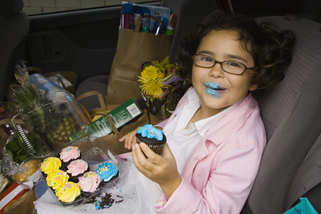 messy car with kids