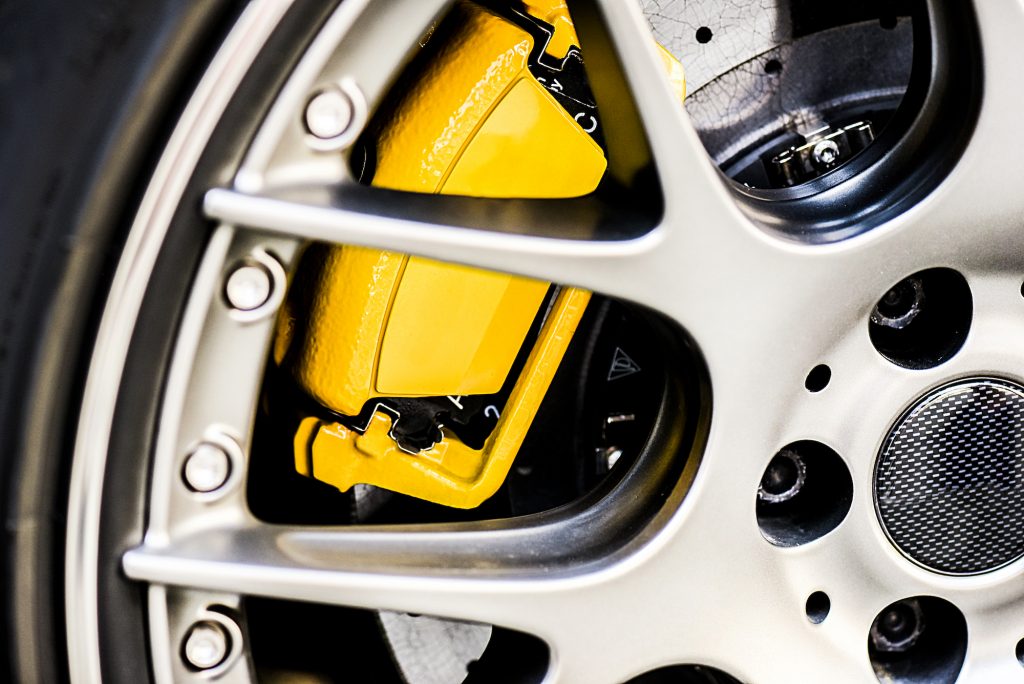 Wheel with its yellow brake